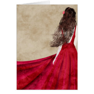 eine junge Frau mit langer Karte des dunklen