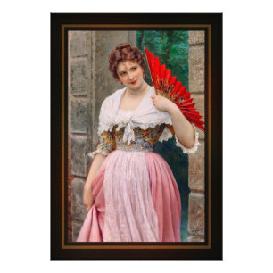 Eine junge Lady mit einem roten Fan von Eugen von  Fotodruck