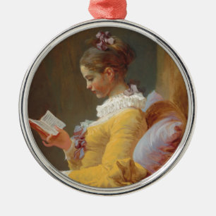 Eine junge Mädchen lesen, The Reader von J. Frago Silbernes Ornament