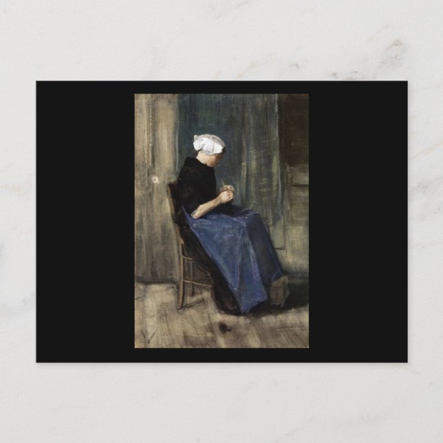 Eine junge Scheveningen-Frau knetet Postkarte (Vorderseite)