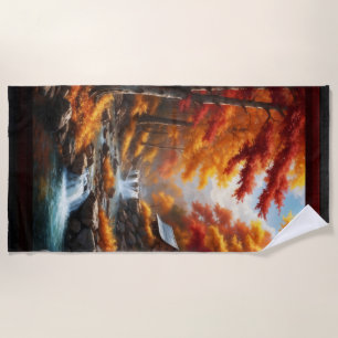 Eine Kabine im Herbst Holz AI Konzept Kunst von Xz Strandtuch