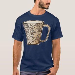 eine Kaffeemüsche Hand gezogenen Vektor saubere Li T-Shirt