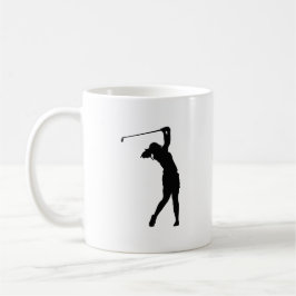 Eine Kaffeetasse mit einem Golf-Silhouettendesign,