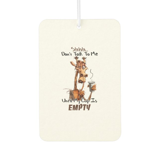 Eine kalte Giraffe mit einer Tasse Kaffee Autolufterfrischer (Vorderseite)