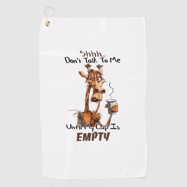 Eine kalte Giraffe mit einer Tasse Kaffee Golfhandtuch (Vorderseite)