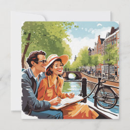 Eine Kanalkreuzfahrt in Amsterdam Feiertagskarte