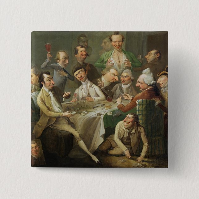 Eine Karikatur-Gruppe, c.1776 (Öl auf Leinwand) Button (Vorderseite)