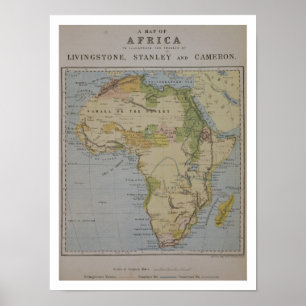 Eine Karte Afrikas, um die Reise von David zu vera Poster