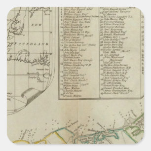 Eine Karte der Insel von Johannes Quadratischer Aufkleber