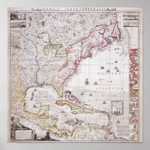 Eine Karte des britischen Empire in Amerika Poster