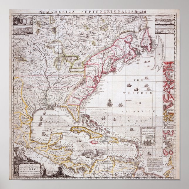 Eine Karte des britischen Empire in Amerika Poster (Vorne)