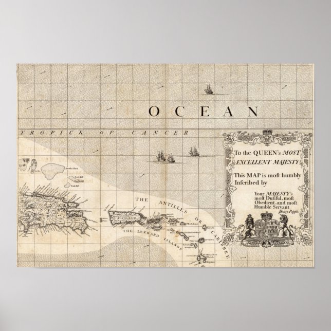 Eine Karte des Britischen Imperiums in Amerika Bla Poster (Vorne)