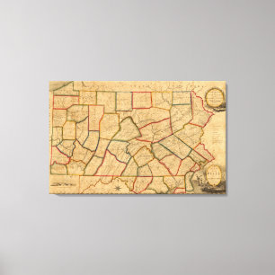 Eine Karte des Staat von Pennsylvania Leinwanddruck