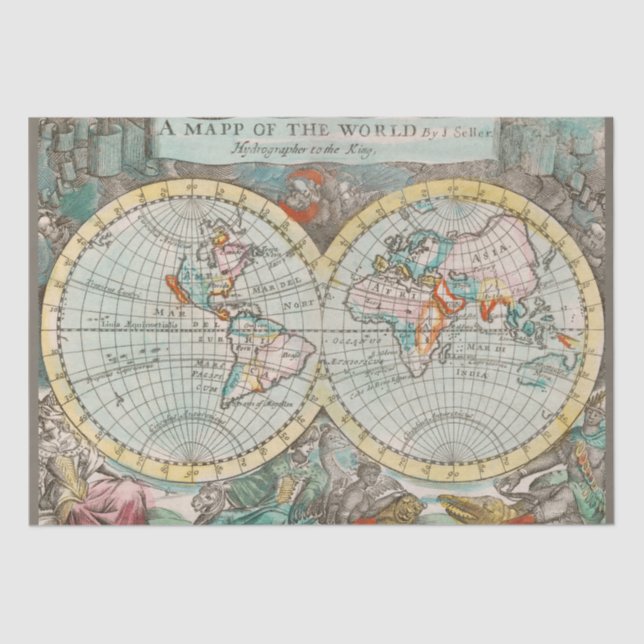 Eine Karte des World Tissue Paper Seidenpapier (Vorderseite)