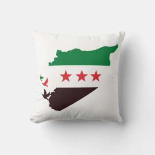 Eine Karte Syriens mit der "Revolution Flag" Kissen