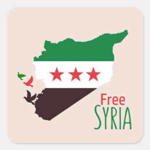 Eine Karte Syriens mit der "Revolution Flag" Quadratischer Aufkleber