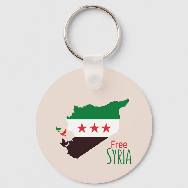 Eine Karte Syriens mit der "Revolution Flag" Schlüsselanhänger (Vorderseite)