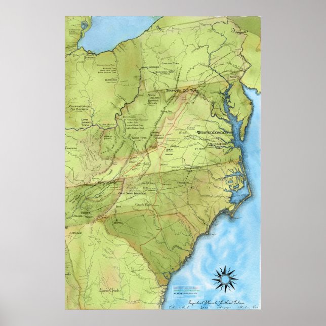 Eine Karte wichtiger Orte für Südost-Amerikanische Poster (Vorne)