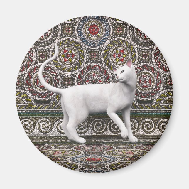 Eine Katze auf dem Mosaikmagneten Magnet (Vorne)