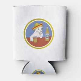 Eine Katze, die einen Sombrero trägt und trinkt Dosenkühler