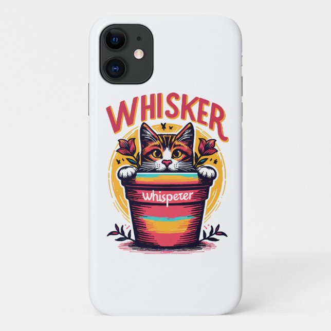 Eine Katze, die hinter einem Blumentopf herausscha Case-Mate iPhone Hülle (Rückseite)