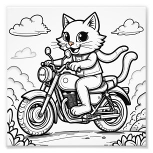 eine Katze, die mit dem Motorrad fährt Fotodruck