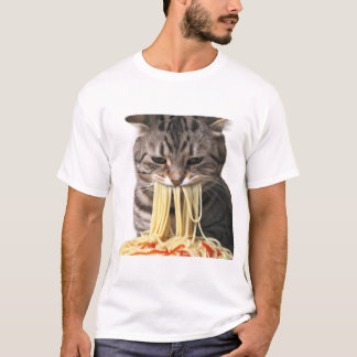 Eine Katze, die Spaghetti isst, meine Katze frisst T-Shirt