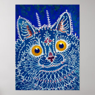 Eine Katze im gotischen Stil von Louis Wain Poster