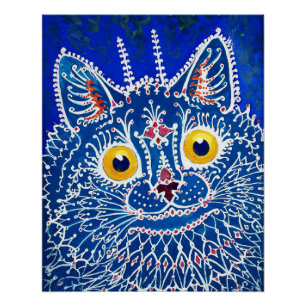 Eine Katze im gotischen Stil von Louis Wain Poster