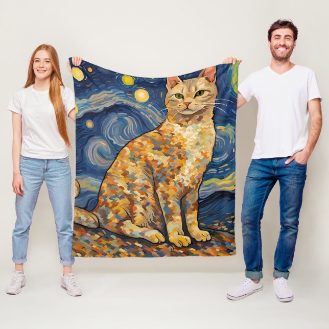 Eine Katze in der frühen Nacht Fleecedecke (Beispiel)