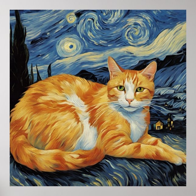 Eine Katze in der frühen Nacht Poster (Vorne)