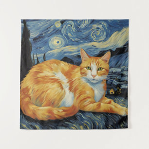 Eine Katze in der frühen Nacht Wandteppich