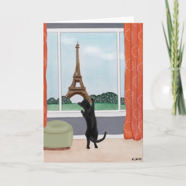 Eine Katze in Paris - Grußkarte der Kunst Karte (Vorderseite)