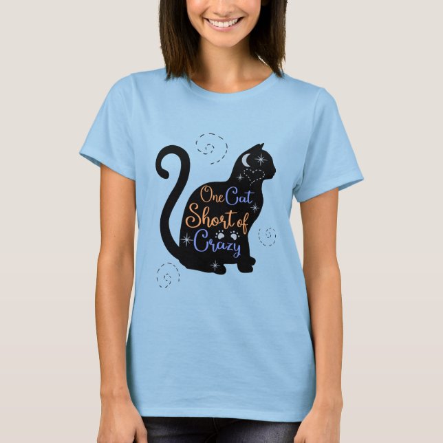 Eine Katze Kurze verrückte Katze Lady T-Shirt (Vorderseite)