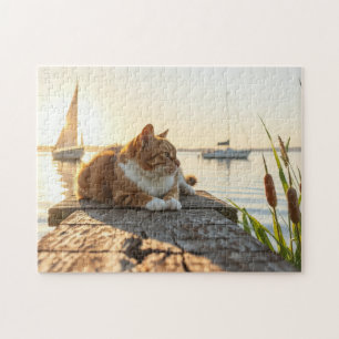 Eine Katze mit dem Rohrkolben Puzzle