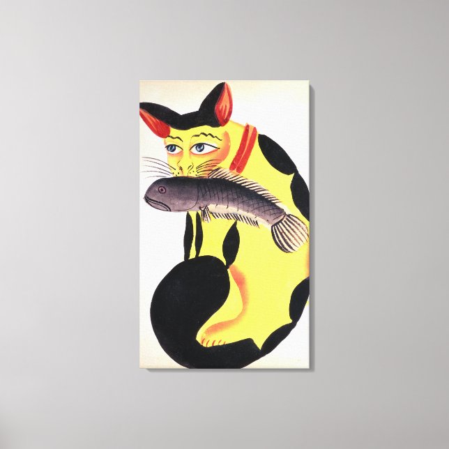 Eine Katze mit einem Fisch im Mund, aus dem Rudyar Leinwanddruck (Vorderseite)