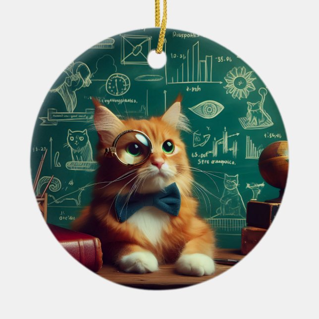 Eine Katze mit einem Monokel II Keramik Ornament (Vorne)