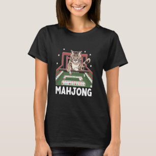 Eine Katze spielt Mahjong-Fliesen-Spiel Mahjong-Sp T-Shirt