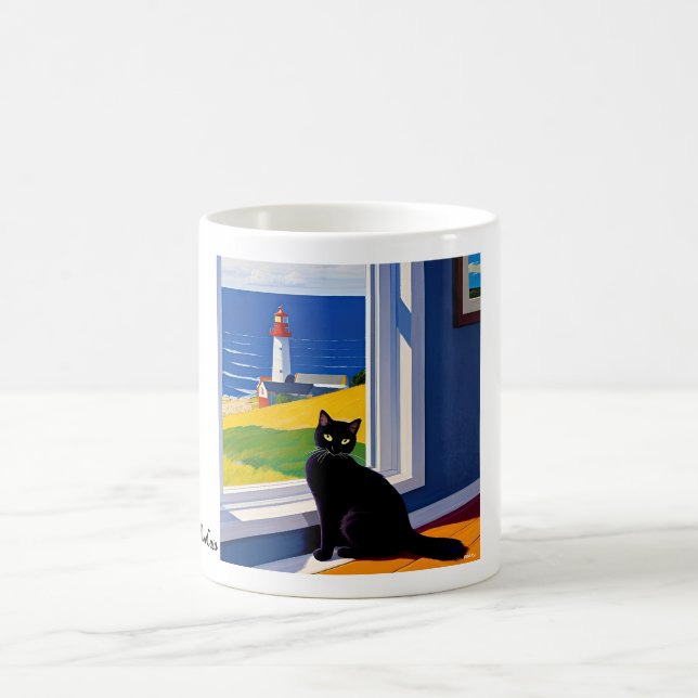 Eine Katze und ein Leuchtturm Tasse (Mittel)