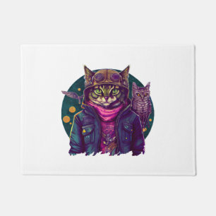 Eine Katze und eine Eule Fußmatte