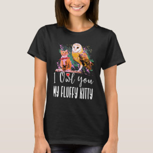 Eine Katze und eine Eule Haustierbesitzer Süßes Ti T-Shirt