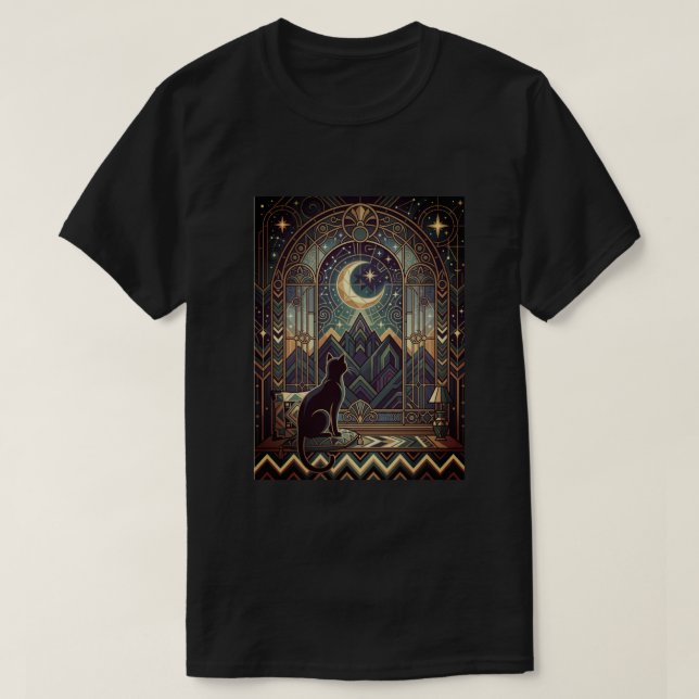 Eine Katze und ihr Kosmos T-Shirt (Design vorne)