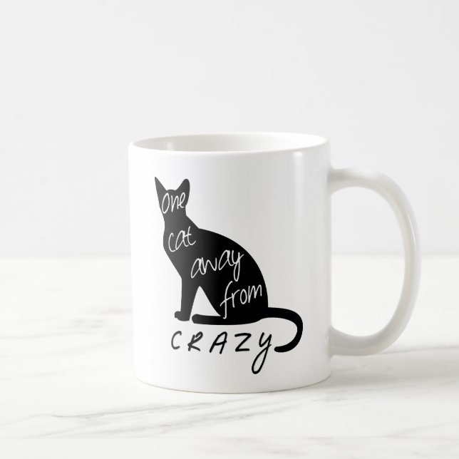 Eine Katze weg von CRAZY lustiger Silhouette Tasse (Rechts)