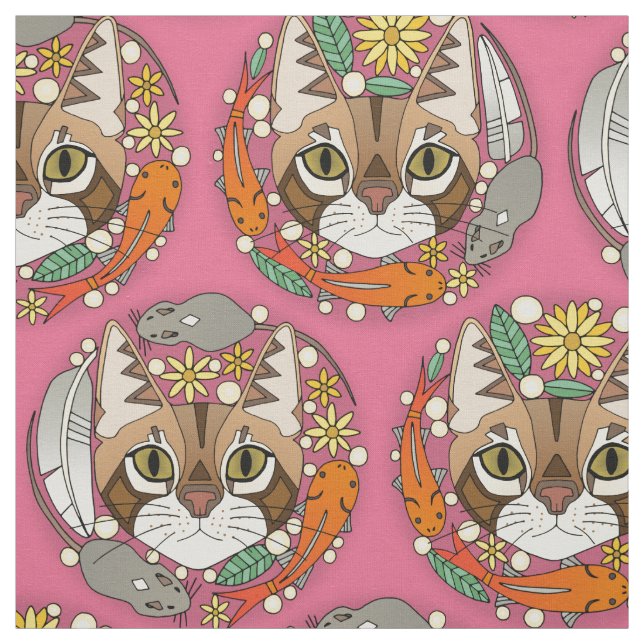 eine Katzenlebenspolka pink Stoff (Muster)