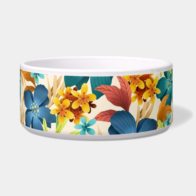 Eine Keramikschale mit einem lebendigen Blumenmust Napf (Vorderseite)