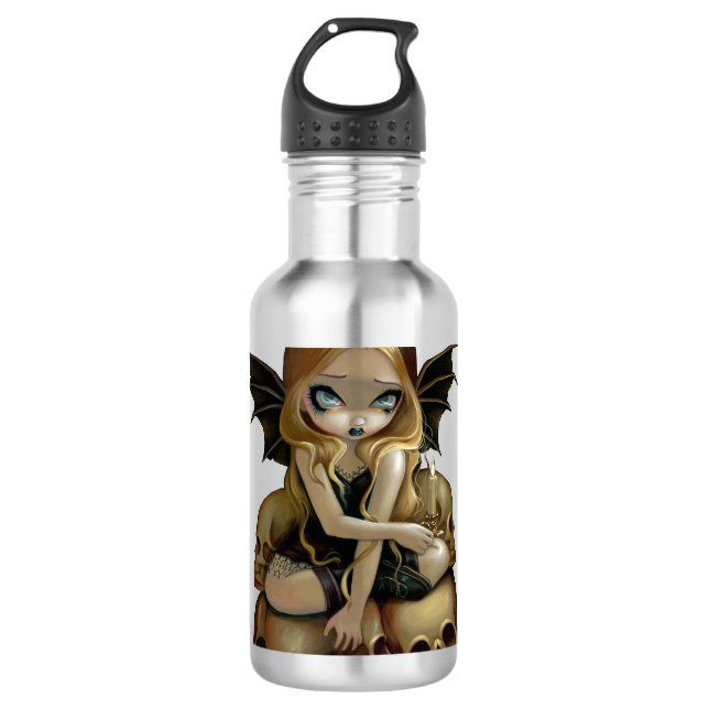 "Eine Kerze in der dunklen" Flasche Edelstahlflasche (Vorderseite)