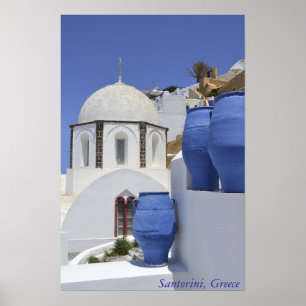 Eine Kirche in Santorini, Griechenland Poster