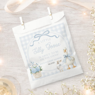 Eine kleine alberne Gans, blaue Blumen-Schleife-Ba Geschenktütchen
