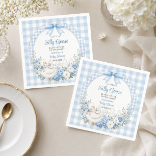 Eine kleine alberne Gans Blue Cottagecore-Baby-Par Serviette