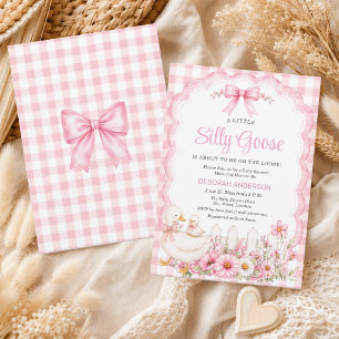 Eine kleine alberne Gans Pink Cottagecore Babypart Einladung
